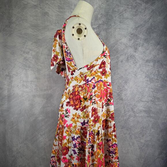 Natural Life Dress Womens Small Colorful Floral Rayon Open Back Tie Bow Sundress - Picture 11 of 16